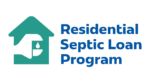 A logo with a green house outline superimposed with a wrench with the words Residential Septic Loan Program next to it in blue.